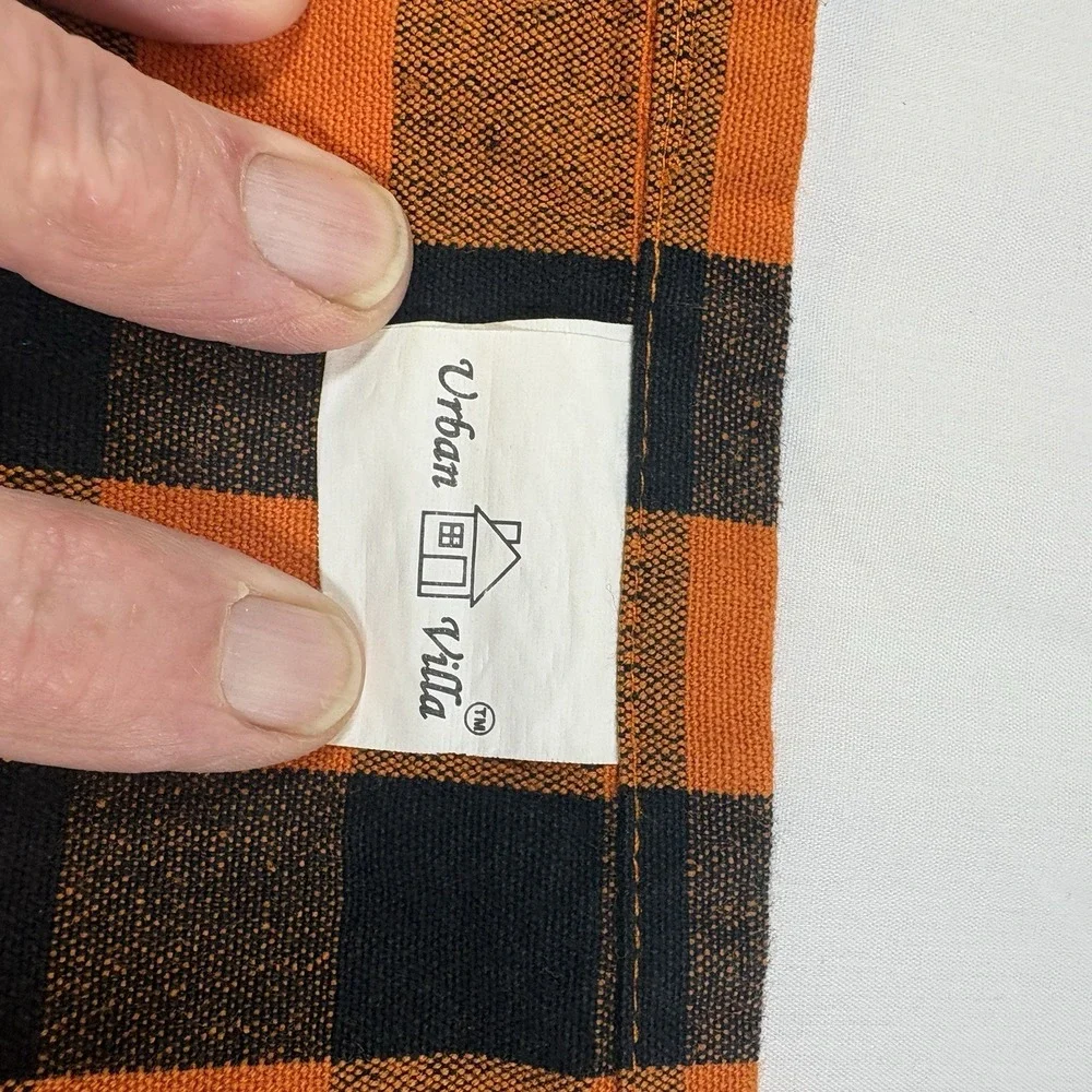 Urban Villa Set of 8 Cloth Napkins Orange Black Buffalo Check Halloween